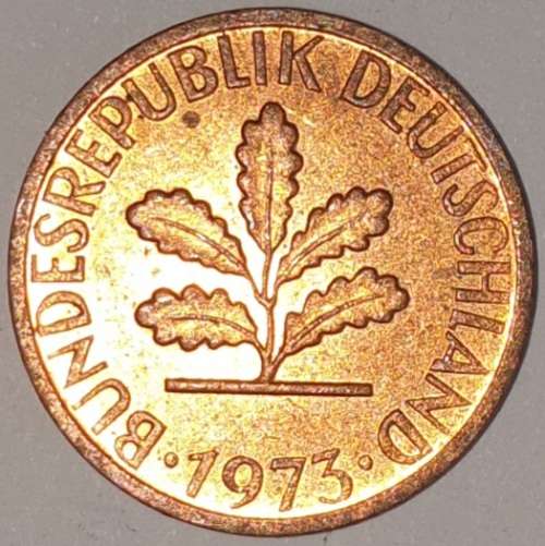 1973 J - 1 PFENNIG - ONE PFENNIG - GERMANY - FEDERAL REPUBLIC - (Copper Plated Steel)